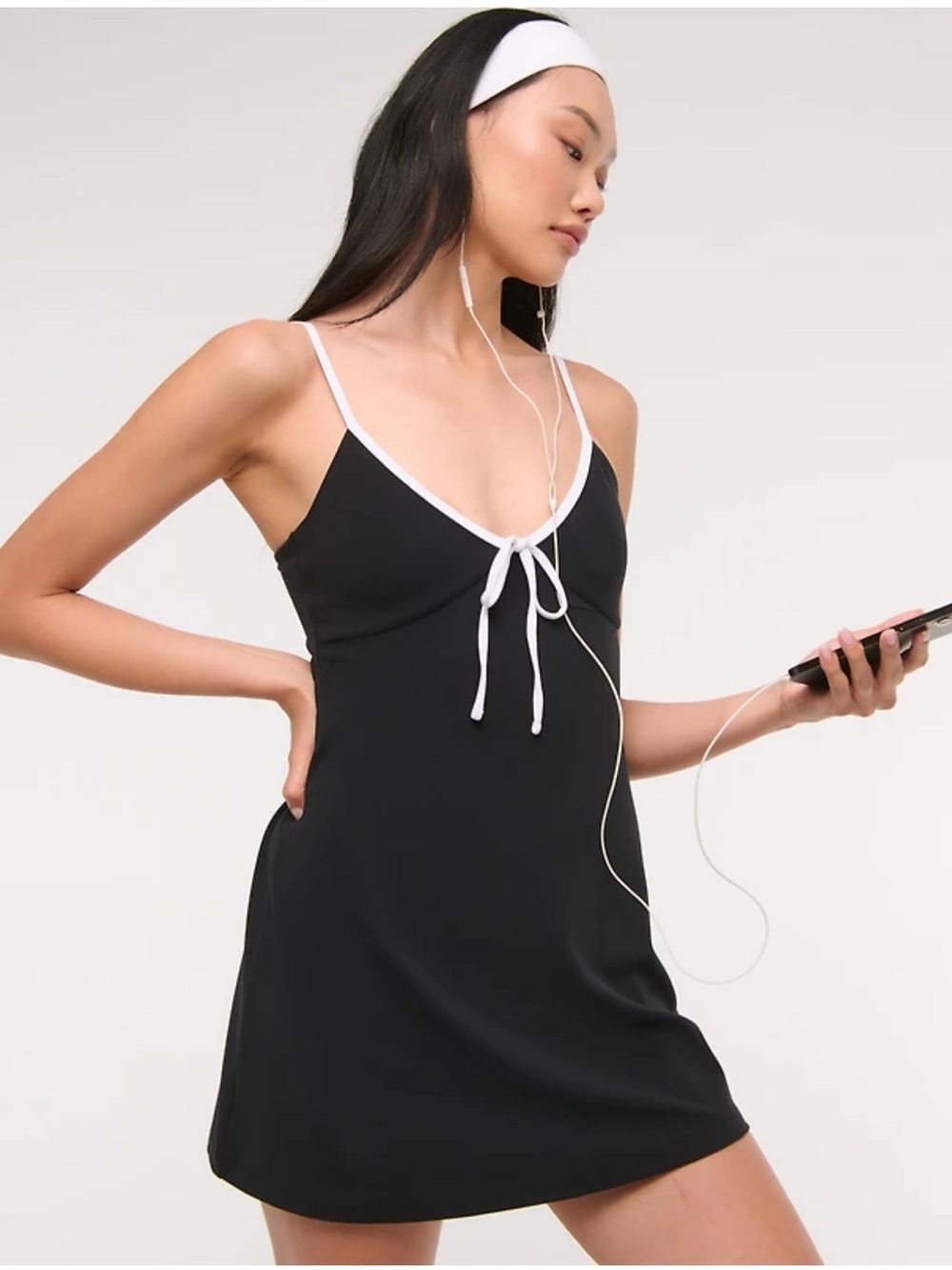YPB XXLP Abercrombie & Fitch Black Mini Studioflex Cami Dress Built In Shorts